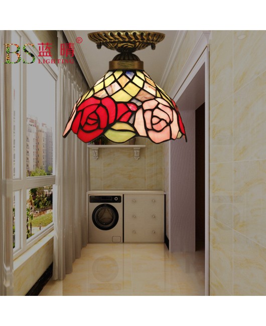 Cross border 8-inch Tiffany European style ceiling light, retro creative bar, restaurant, hallway, balcony, foyer light