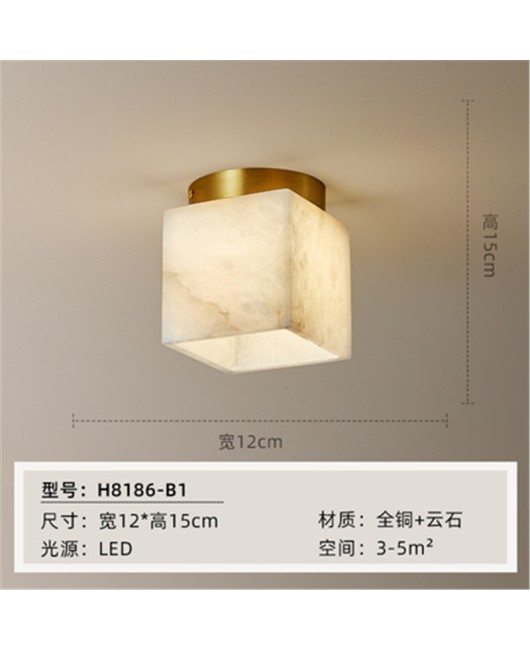 New Chinese style all copper marble entrance hallway, dressing room, balcony, ceiling mounted, modern single headed hallway, ceiling light