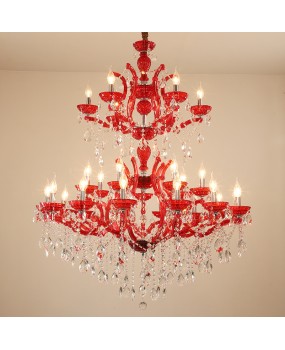 European crystal lamp, red hotel lobby, colorful candle pendant lamp, banquet hall, villa duplex decoration project lamp