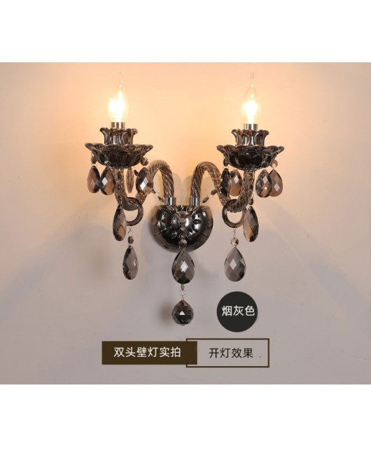 European style candle crystal wall lamp, living room dining room decoration wall lamp, bedroom bedside lamp, hotel corridor corridor wall lamp