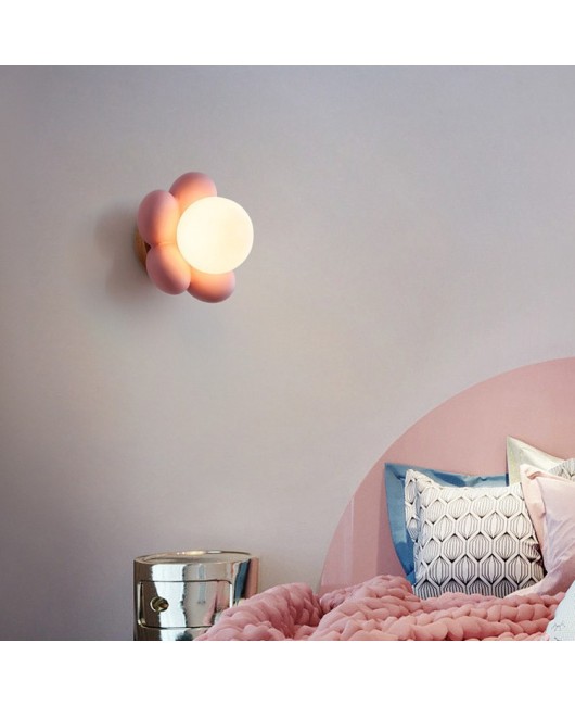 Flower wall lamp Nordic creative art cartoon children's room decoration lamp simple and modern 2022 internet famous bedside lamp