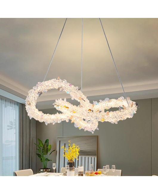 Designer style living room crystal chandelier, modern minimalist light luxury dining room bedroom light, creative clothing store LED lighting fixtures