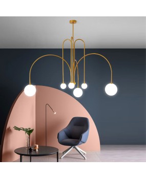 Designer Art Geometry Iron Lines Pendant Lamp Creative Personality Nordic Minimalist Arched Bar Restaurant Table Lamp