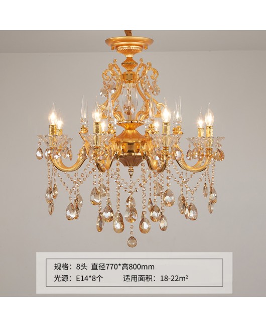 European style living room, dining room, crystal lamp, atmospheric zinc alloy candle lamp, bedroom lamp, hotel lobby, villa decoration lamp