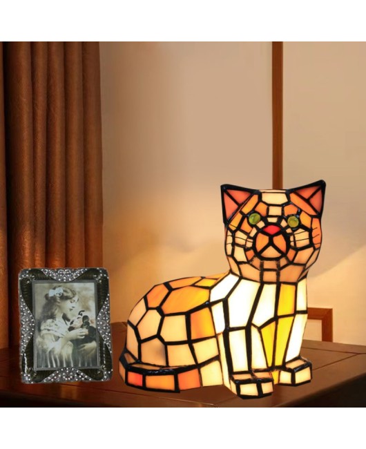 Cross border Leyi Tiffany Cat Lamp Table Lamp for Foreign Trade, USA, Japan, Canada, UK, France, Spain, Germany Lamp