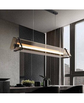 Nordic minimalist designer lighting, light luxury restaurant dining table, bar counter, coffee shop, creative long strip art glass pendant light