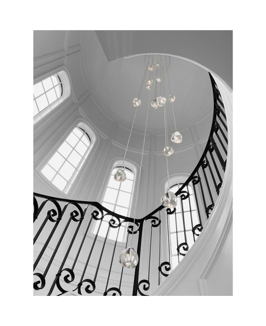 Loft apartment duplex staircase pendant light modern minimalist creative light luxury villa living room hanging crystal long line pendant light