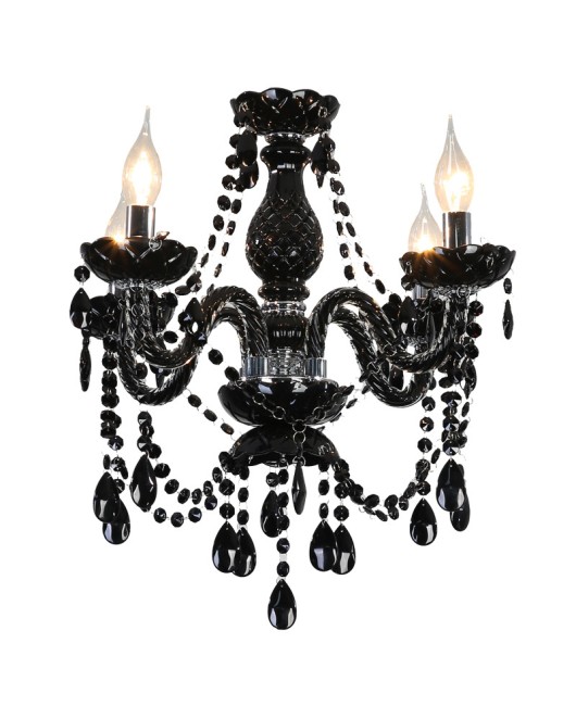 European crystal chandelier, living room light, black retro restaurant light, simple and creative coffee shop, internet cafe candle, crystal light