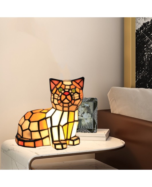 Cross border Leyi Tiffany Cat Lamp Table Lamp for Foreign Trade, USA, Japan, Canada, UK, France, Spain, Germany Lamp