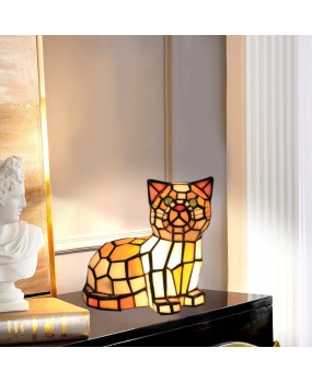 Cross border Leyi Tiffany Cat Lamp Table Lamp for Foreign Trade, USA, Japan, Canada, UK, France, Spain, Germany Lamp