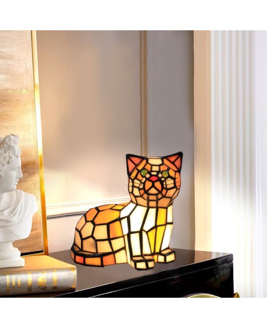 Cross border Leyi Tiffany Cat Lamp Table Lamp for Foreign Trade, USA, Japan, Canada, UK, France, Spain, Germany Lamp