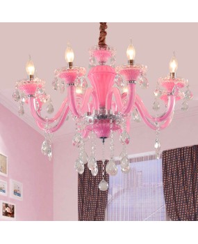 Children's room, bedroom, European style pendant light, girl's warm pink crystal light, minimalist living room, beauty salon, creative candle light