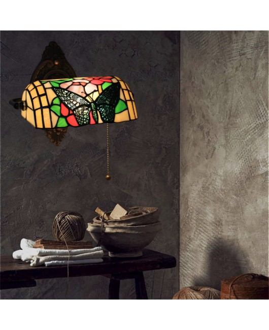 Cross border foreign trade Tiffany butterfly wall lamp European retro nostalgic coffee shop bar restaurant tea house corridor corridor