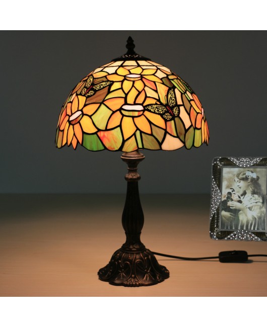 Cross border 12 inch German Dutch British Tiffany European style desk lamp, bedroom bedside lamp, retro creative decorative table