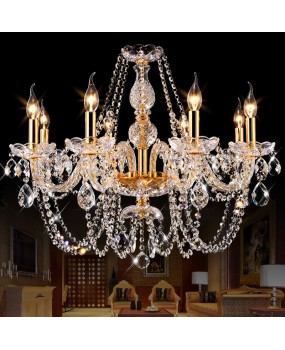 European style living room crystal chandelier, dining room light, simple golden atmosphere, home bedroom lighting, villa coffee shop lighting