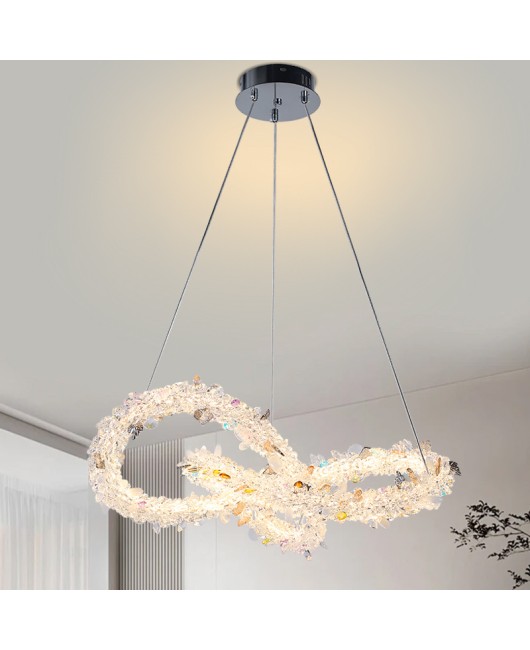 Designer style living room crystal chandelier, modern minimalist light luxury dining room bedroom light, creative clothing store LED lighting fixtures