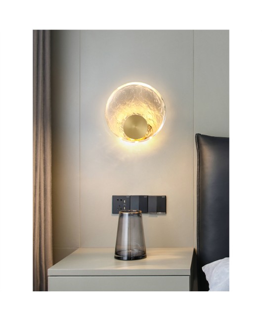 Light luxury all copper bedroom bedside wall lamp, living room minimalist background wall crystal wall lamp, designer's artistic and creative lighting fixtures