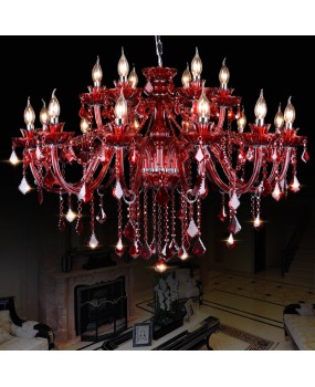 European style colored crystal chandelier, red diffuse coffee shop, internet cafe chandelier, wedding room, bedroom, KTV, private room, candle lighting fixture