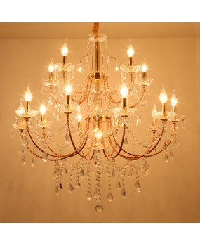 American gold wrought iron crystal chandelier, retro industrial style countryside living room chandelier, coffee shop bedroom dining room lighting