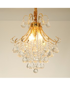 European style living room dining room decoration pendant light, gold iron crystal light, home foyer corridor, circular small pendant light, wholesale