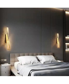 Modern minimalist crystal light luxury wall lamp, creative and personalized long strip living room TV background wall lamp, bedroom bedside wall lamp