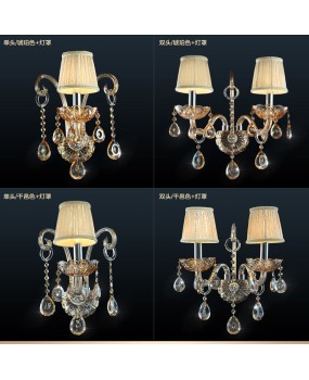 Manufacturer wholesale European crystal wall lamp, bedroom bedside wall lamp, amber dual head single head hallway wall lamp