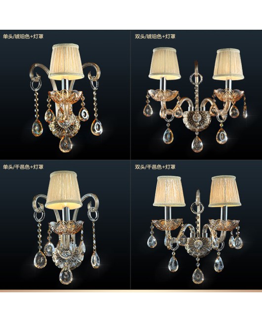 Manufacturer wholesale European crystal wall lamp, bedroom bedside wall lamp, amber dual head single head hallway wall lamp