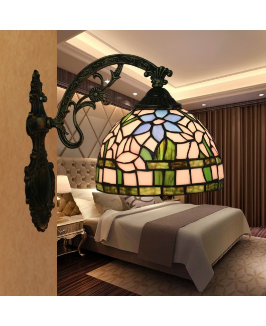 Cross border colored glass European retro creative wall lamp bedroom bedside lamp living room restaurant bar hotel villa