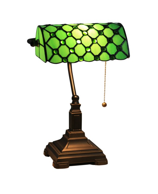 Cross border Leyi Tiffany American retro green bank lamp, decorative desk lamp from the United States, Canada, Mexico, and the United Kingdom