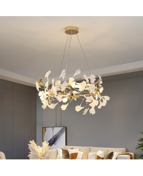 Light luxury modern restaurant pendant light art ginkgo leaf living room pendant light loft villa sky jumping hotel lobby light