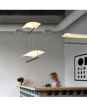 Nordic minimalist restaurant lighting designer studio, store checkout counter, linear light, office long pendant light