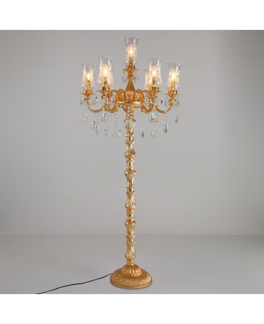 European zinc alloy crystal floor lamp, golden and atmospheric villa hall floor lamp, hotel aisle bedroom decorative lamp