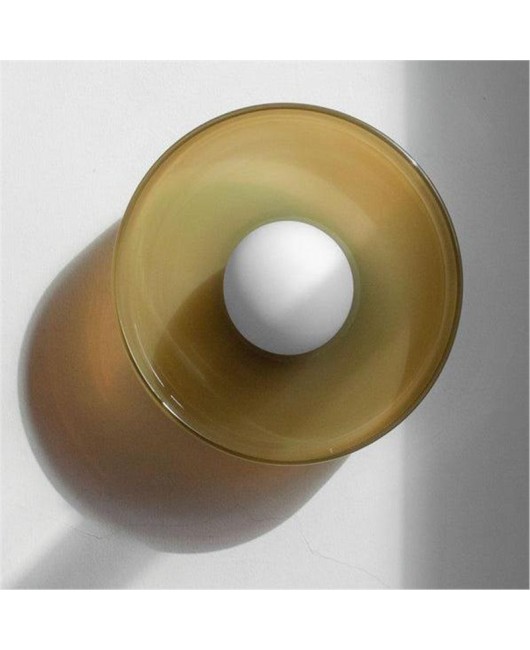 Danish designer balcony wabi sabi style colored glass background wall light French medieval bedroom bed head round