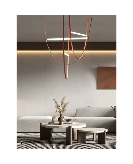 Italian minimalist belt lamp designer model house with empty living room loft duplex villa staircase pendant light