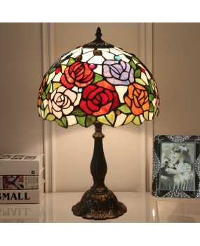 Cross border export of 12 inch Tiffany desk lamp, bedroom bedside table, European retro creative wedding room, hotel studio lamp