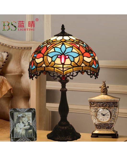 Cross border 12 inch Tiffany European style desk lamp luxury bedroom bedside lamp bar coffee shop hotel villa desk lamp