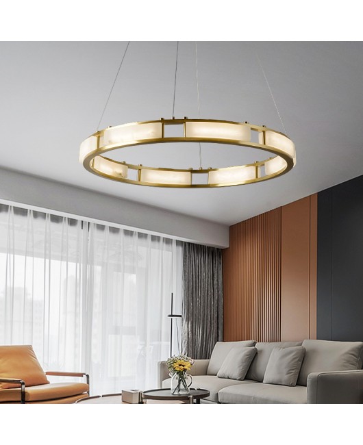 Cloudstone pendant light, all copper living room light, modern new Chinese restaurant bedroom study light, designer's creative marble lighting fixtures