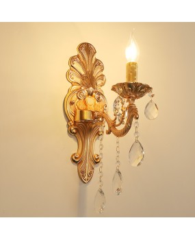 European zinc alloy wall lamp, dining room, living room, golden crystal wall lamp, villa, hotel corridor, decorative wall lamp