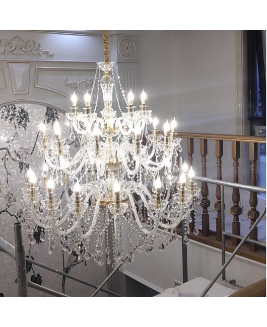 Crystal lights in the lobby of duplex buildings, European style grand villas, mid floor living rooms, pendant lights in the hotel lobby, luxurious lighting fixtures