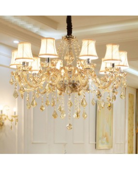 European style living room crystal lamp, dining room bedroom pendant lamp, study lamp, creative and grand villa hotel engineering lighting wholesale