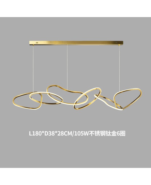 Minimalist Light Luxury Living Room Pendant Light Postmodern Art Creative Circle Light Stainless Steel Circular Bedroom Dining Bar Desk Light