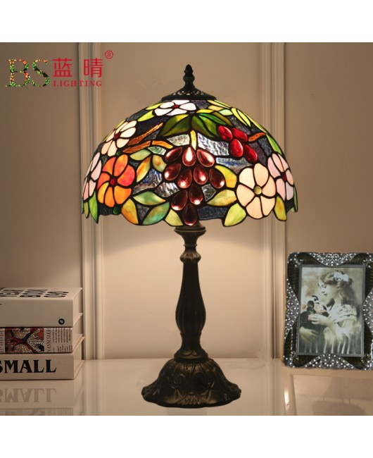 Cross border colored glass desk lamp bedside study bar hotel villa hotel European retro creative luxury desk lamp