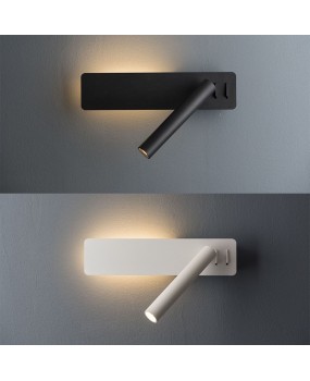 Modern minimalist study bedroom bedside lamp engineering wall lamp with switch rotatable LED hotel room reading light