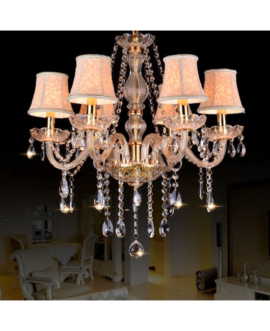 European crystal lamp, golden living room pendant light, bedroom dining room light, atmospheric lighting, creative engineering, candle lighting, wholesale