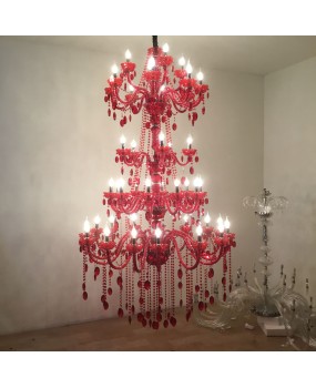 European style red chandelier, hotel banquet hall, wedding hall, KTV lobby, restaurant, crystal lights, large engineering lighting fixtures