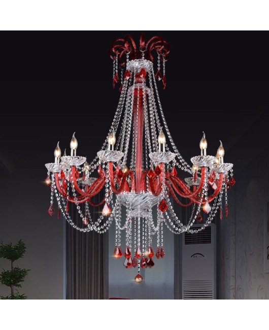 European style coffee shop pendant lights, colorful red crystal lights, internet cafes, hotel banquet halls, KTV lights, clothing store pendant lights