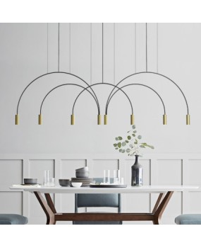 Designer Art Geometry Iron Lines Pendant Lamp Creative Personality Nordic Minimalist Arched Bar Restaurant Table Lamp