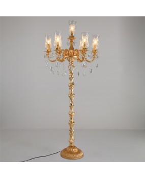 European zinc alloy crystal floor lamp, golden and atmospheric villa hall floor lamp, hotel aisle bedroom decorative lamp