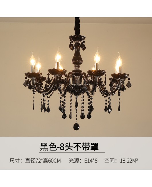 Black pendant light European style living room crystal light dining room bedroom pendant light coffee shop internet cafe clothing store decoration candle light