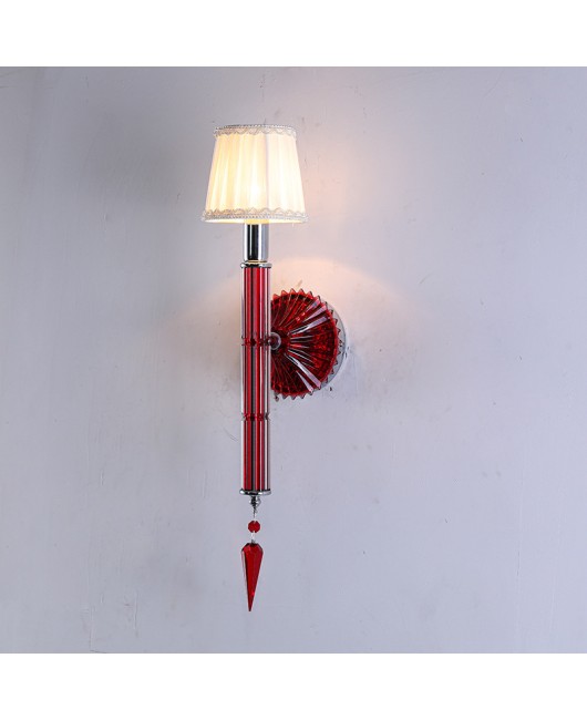 European style bedroom headboard crystal lamp, red living room background wall lamp, minimalist dining room corridor decoration, single head wall lamp